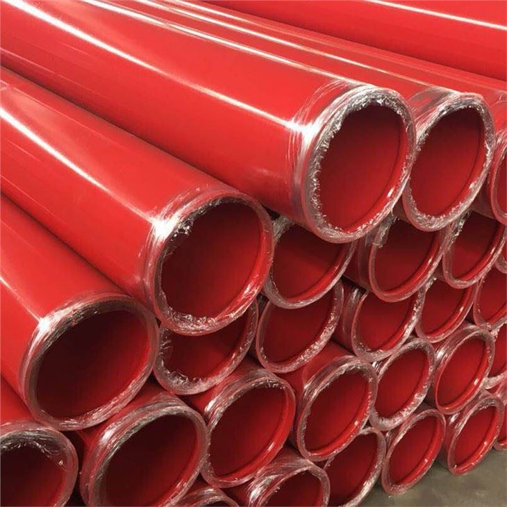 لوله فولادی رنگ قرمز ASTM A795 با انتهای شیاردار
